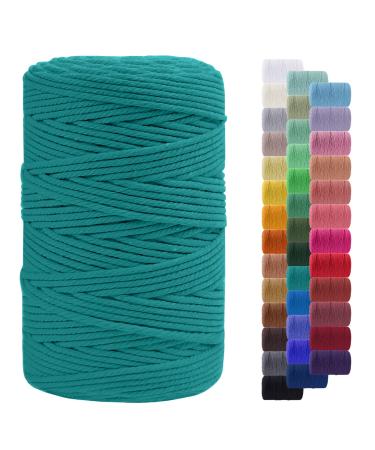 LEREATI 3mm Macrame Cord 219 Yards Natural Cotton Cord Twine Macrame String for Crafts  Thick Colored Macrame Rope Yarn for DIY Wall Hangers  Plant Holders  Knitting  Wedding D cor (Peacock Blue) Peacock Blue 3mmx219yard...
