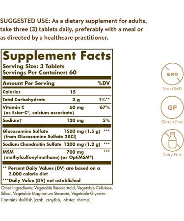 Solgar Glucosamine Chondroitin MSM with Ester-C - 180 Tablets for Joint Health - Buy Online on GoSupps.com