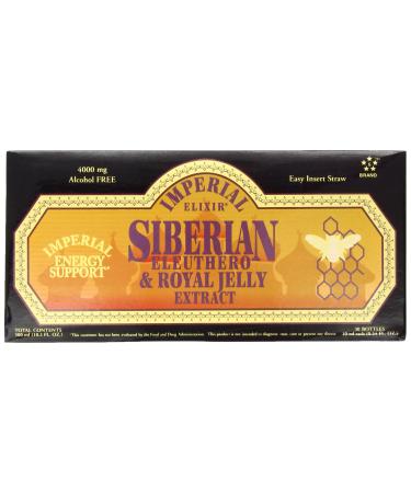 Imperial Elixir Siberian Eleuthero & Royal Jelly Extract Alcohol Free 4000 mg 30 Bottles 0.34 fl oz (10 ml) Each
