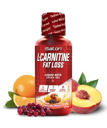 iSatori L-Carnitine 1500 Triple-Blend Liquid L Carnitine Supplement with Acetyl & Tartrate Stimulant Free Energy Low Calories Sugar or Gluten Keto-Friendly Malibu Beach Flavor (24 Servings)