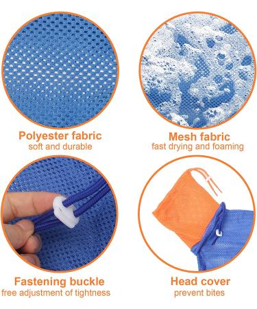 Catcan Breathable Mesh Cat Bathing Bag - Anti-Scratch & Adjustable Grooming Bag for Nail Trimming - Blue-Orange - Buy Online on GoSupps.com