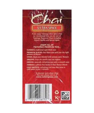 Twinings Ultra Spice Chai Tea Bags - 20 Count (Pack of 3) | Individually Wrapped Black Tea with Cinnamon, Ginger, Cardamon & Clove - Buy Online on GoSupps.com