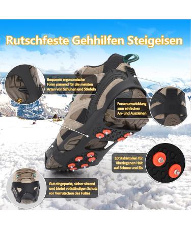 Buy Tboonor Ice Spikes for Shoes - Anti-Slip Crampons with 10 Spikes for Snow & Ice - Size L 40.5-45 (EU) - Orange Red - Buy Online on GoSupps.com