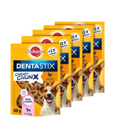 Pedigree Dentastix Chewy Chunx - Chicken Dental Snack - 5 Bags of 68 g