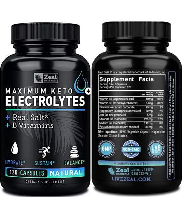 Keto Electrolyte Supplement - 120 Capsules with Real Salt, B Vitamins, Magnesium, and Potassium - Buy Online on GoSupps.com
