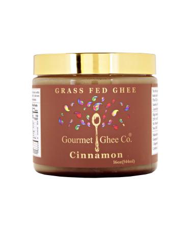 Gourmet Ghee Co. - Cinnamon Ghee Clarified Butter - Grass-Fed, Pasture-Raised, Non-GMO, Lactose & Casein Free, All-Natural Ingredients (Cinnamon, 16 OZ) Cinnamon 16 Ounce