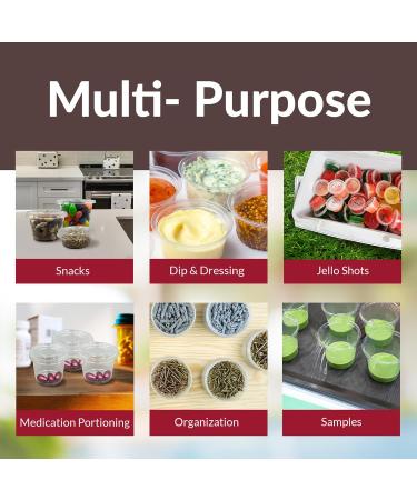 Reli. 1 oz Small Containers with Lids (250 Sets) | Jello Shot Cups with Lids | Clear Plastic Condiment Containers with Lids | Portion Cups with Lids | Sauce Cups | Souffle Cups | Stackable | Bulk - Buy Online on GoSupps.com
