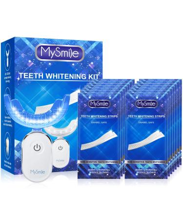 MySmile Teeth Whitening Kit with led Light, 14X Teeth Whitening Strips for Teeth Sensitive, 10 Min Fast Whitening Teeth, Helps to Remove Stains from Coffee, Smoking, Wines(1Pcs Light + 14Sets Strips) 15 Piece Set