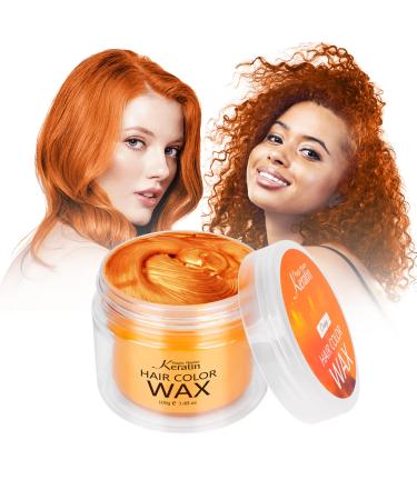 Temporary Hair Color Wax Orange, Magic Master Keratin Hair Dye Paint Wax, 3.4 Fl Oz Natural Washable Temporary Hair Color Gel for Kids Girls Women & Men Dark Hair, Party, Cosplay, Festival & Halloween