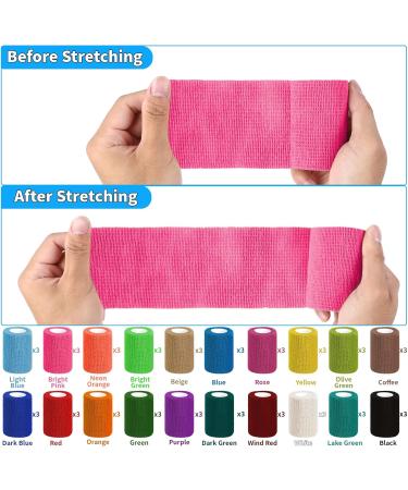 60 Pack Colorful Self Adhesive Bandage Wrap - 3 Inch x 5 Yards Cohesive Tape for Sports Pets & More - Bulk Vet Wrap - Breathable & Elastic - 20 Colors Available - Buy Online on GoSupps.com
