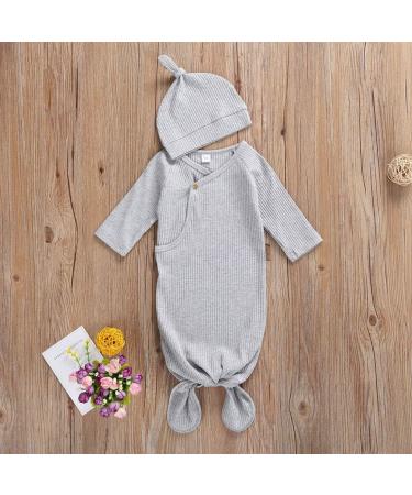 Verve Jelly Newborn Knit Nightgown Sleeper with Hat for Baby - Unisex Grey - Buy Online on GoSupps.com