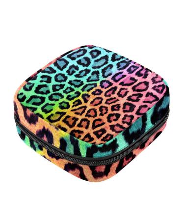 Colorful napkin food bag with leopard pattern portable period bag for women teenagers girls menstrual cup breastfeeding pillow holder