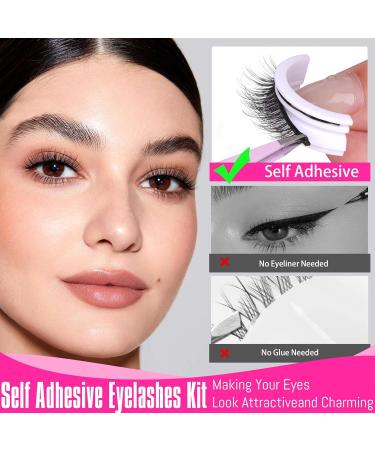 Buy Wispy Self Adhesive Eyelashes - Reusable Natural Look False Lashes | 3 Pairs with Tweezers by Geeneiya - International Shipping Available - Buy Online on GoSupps.com