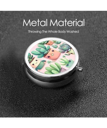 Lovely Succulent Plants Round Pill Box | 3 Compartment Portable Travel Organizer for International Shipping - Buy Online on GoSupps.com