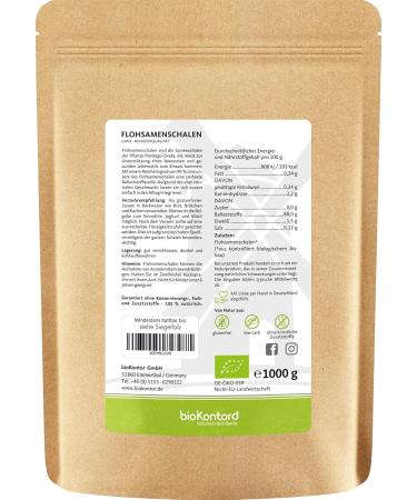 Organic Flea Seed Shells 1000g | 99% Pure Psyllium Husk | Raw Food Quality | Low Carb - Biocontor - Buy Online on GoSupps.com