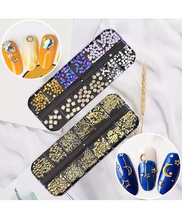 Ebanku 9 Boxes Nail Art Rhinestone Glitter - Nail Crystals & Back Gemstones Decoration Set with Tweezers & Nail File for Stunning Nail Designs - Buy Online on GoSupps.com