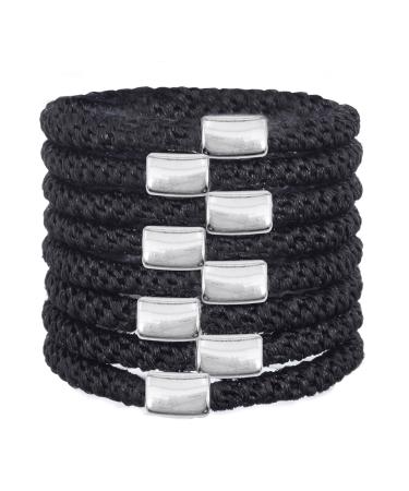 Kitsch 8 Piece Elastic Hair Ties for Women | Elastic Hair Bands | Cute Ponytail Holders | Hair Elastics & Ties | Black Hair Ties Thick & Thin Hair | Holiday Gift Accessories for Girls (Black)