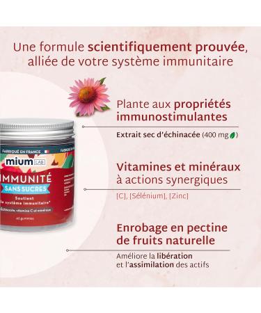Mium Lab - Immune Boost Energy & Body Strengthening - Plants Vitamins and Minerals: Echinacea Zinc Vitamin C & Selenium - 21 Day Cure - Cherry Flavor - Made in France - Buy Online on GoSupps.com