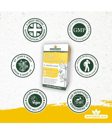 Natures Aid Ucalm St John's Wort 120 Tablets - Relief for Low Mood and Anxiety - Vegan Formula - Buy Online on GoSupps.com