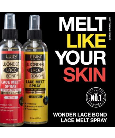 EBIN NEW YORK Wonder Lace Bond Melt Spray 8oz / 250ml - Extra Mega Hold (Original) | Flawless Natural and Seamleass finish No Reside Long Lasting Formula with Protecting Edges Perfect for wigs 8.25 Fl Oz (Pack of 1) Original - Buy Online on GoSupps.com