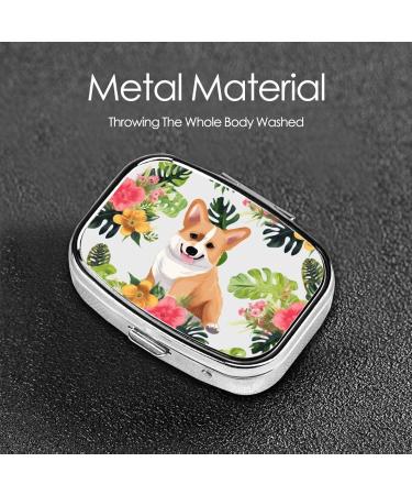 Shop Tropical Flower & Corgi Pill Case | Cute 2-Compartment Travel Organizer - Ideal for Pocket Gifts - Buy Online on GoSupps.com