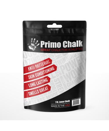 Primo Chalk - 1LBS Pound Bag w/ Magnesium Carbonate for unrivaled Moisture Absorption - Fewer Applications Needed for Improved Focus on Weightlifting, Gymnastics, Rock Climbing, Gym