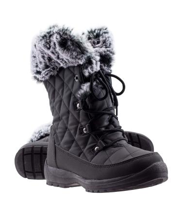 ArcticShield Women's Anna Warm Waterproof Insulated Comfortable Memory Foam Fur Winter Snow Boots 8 Black