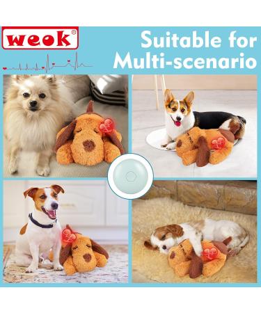 WEOK Puppy Heartbeat Toy - Anxiety Relief Plush for Dogs & Cats - Calming Behavioral Aid - Brown - Buy Online on GoSupps.com