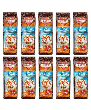 HEARTS Iced Caramel Coffee 10 x 1 kg – Instant Coffee – Value Pack – Approx. 65 Glasses/Bag – Whole Bean Coffee, Iced Caramel Coffee, Caffeine & Soluble