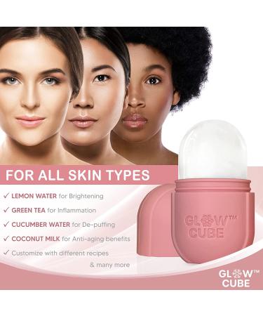 Glow Cube Ice Roller - Reusable Facial Treatment for Brightening Skin & Reducing Puffiness (Pastel Pink) - Buy Online on GoSupps.com