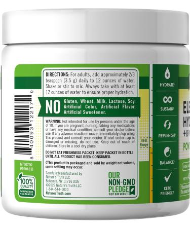 Nature's Truth Electrolytes Powder | Sugar-Free Vegan & Non-GMO | Gluten-Free Hydration Supplement with B Vitamins | Refreshing Lemon Flavor - Buy Online on GoSupps.com