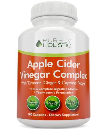 Apple Cider Vinegar Capsules, - 180 Vegan ACV Capsules, High Strength Apple Cider Vinegar Pills, Purely Holistic