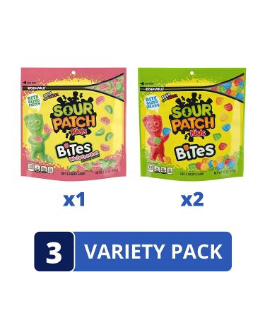 SOUR PATCH KIDS Bites Original and Watermelon Variety Pack - 12oz (Pack of 3) - Buy Online on GoSupps.com