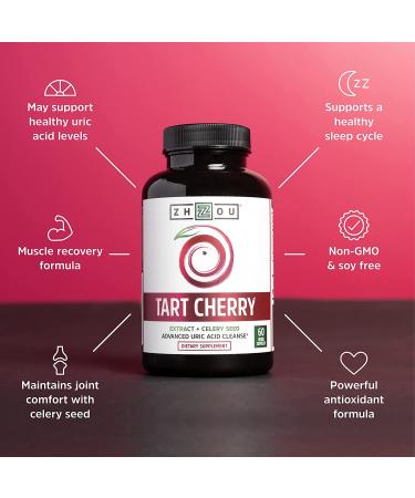 Zhou Nutrition Tart Cherry Extract & Celery Seed - 60 Vegan Capsules for Joint & Sleep Support - Buy Online on GoSupps.com