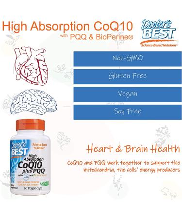 Doctor's Best High Absorption CoQ10 Plus PQQ - 60 Veggie Caps for Optimal Heart Health - Buy Online on GoSupps.com