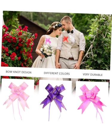 FRCOLOR 6pcs Glossy Decorative Bow Set - Yellow Pink & Purple Ribbon Bows for DIY Gifts & Present Wrapping | International Shipping Available - Buy Online on GoSupps.com