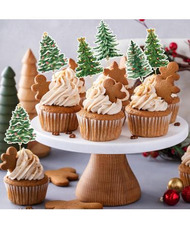 Whaline 48Pcs Christmas Tree Cupcake Toppers 4 Designs Watercolor Cake Decor Assorted Xmas Green Cupcake Toppers for Birthday Winter Holiday Party Supplies - Buy Online on GoSupps.com