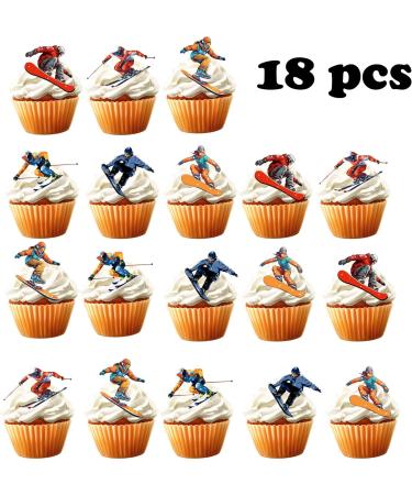 18pcs Ski Cupcake Toppers for Men Women Skiers Snowboard Cake Decor Winter Sport Skiing Snow Party Supplies Ski Themed Birthday Party Decorations - Buy Online on GoSupps.com