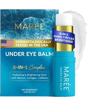 MAREE Under Eye Balm Stick Hydrating Retinol Caffeine Under Eye Brightener Stick for Older Women Collagen Undereye Cream for Dark Circles & Wrinkles Skin Care Treatment Moisturizer Blue 0.35 Ounce (Pack of 1)