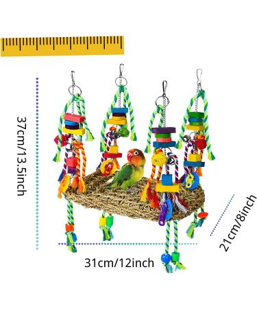 Pomeyard Bird Toy Cockatie: Interactive Climbing and Bouncing Fun for Parrots, Lovebirds, Budgies, and Conures - Green with Bell - Buy Online on GoSupps.com