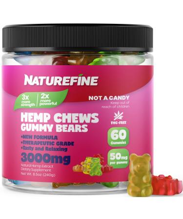 Hemp Gummies - 3000 MG - 50MG per Gummie - Hemp Gummies for Immune Support, - Overall Health - Clean and Healthy Ingredients - Low Carb - Grown & Made in The US
