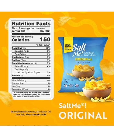 SaltMe! Original Better For You Potato Chips - 24ct 1oz Bags - 50% Less Sodium - Kosher & Gluten Free - Non-GMO - Healthy Snack Pack - USD$21.97 - Buy Online on GoSupps.com