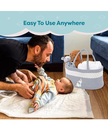 Cradle Star Diaper Caddy Organizer - 100% Cotton Rope Baby Basket with Compartments - Elephant Gray - Buy Online on GoSupps.com