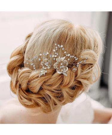 AW BRIDAL Pearl Flower Wedding Hair Comb - Gold Bridal Hair Accessories - Buy Online on GoSupps.com