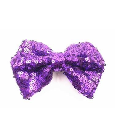 Xansema 4 Inches Sequins Hair Bows Alligator Hair Clip Hair Barrettes Accessories for Baby Girls Teen Kids (Purple)