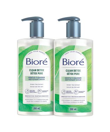 Bior Clean Detox Gentle Face Cleanser for Normal to Combination Skin | Dermatologist Tested Fragrance Free Cruelty Free (Pack of 2) Cleanser Duo 200 ml (Pack of 2)