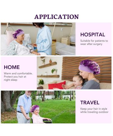 Silk Satin Wide Band Bonnet Night Cap for Women - Purple Floral Hair Turban - Buy Online on GoSupps.com