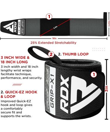 RDX 45cm Wrist Bandages - Strength Training & Weightlifting Support for Men | IPL UPA Approved Fitness Wraps - Buy Online on GoSupps.com