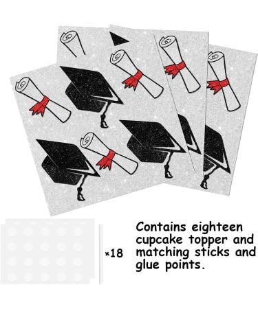 18pcs Glitter Graduation Certificate Cap Dessert Cupcake Topper Congrats Grad 2024 Theme Decorations 2024 Preschool High School College Graduation Party Decor Supplies - Buy Online on GoSupps.com