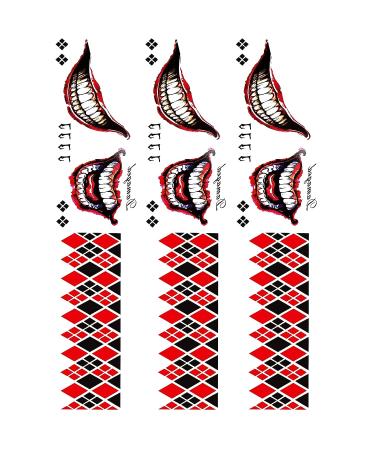 Halloween Tattoos for Costume: 6 Sheets Full Body Arm Temporary Funny Mouth Fake Tattoos for Men Women Kids - Perfect for Cosplay, Accessories, and Parties - 3.7'' x 8.2'' - QUN6D - Buy Online on GoSupps.com